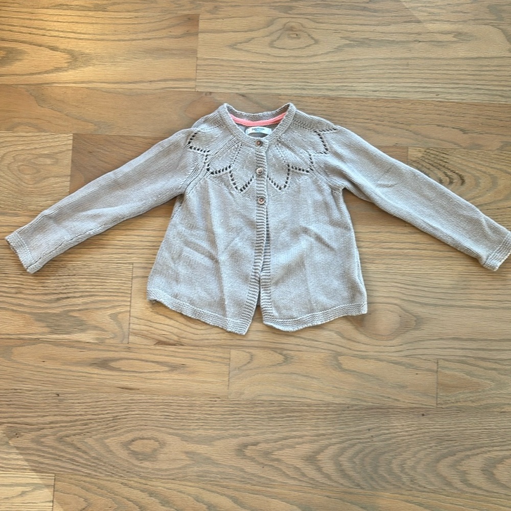 EUC Baby Mini Boden grey cashmere knit button cardigan size 2-3 year, excellent